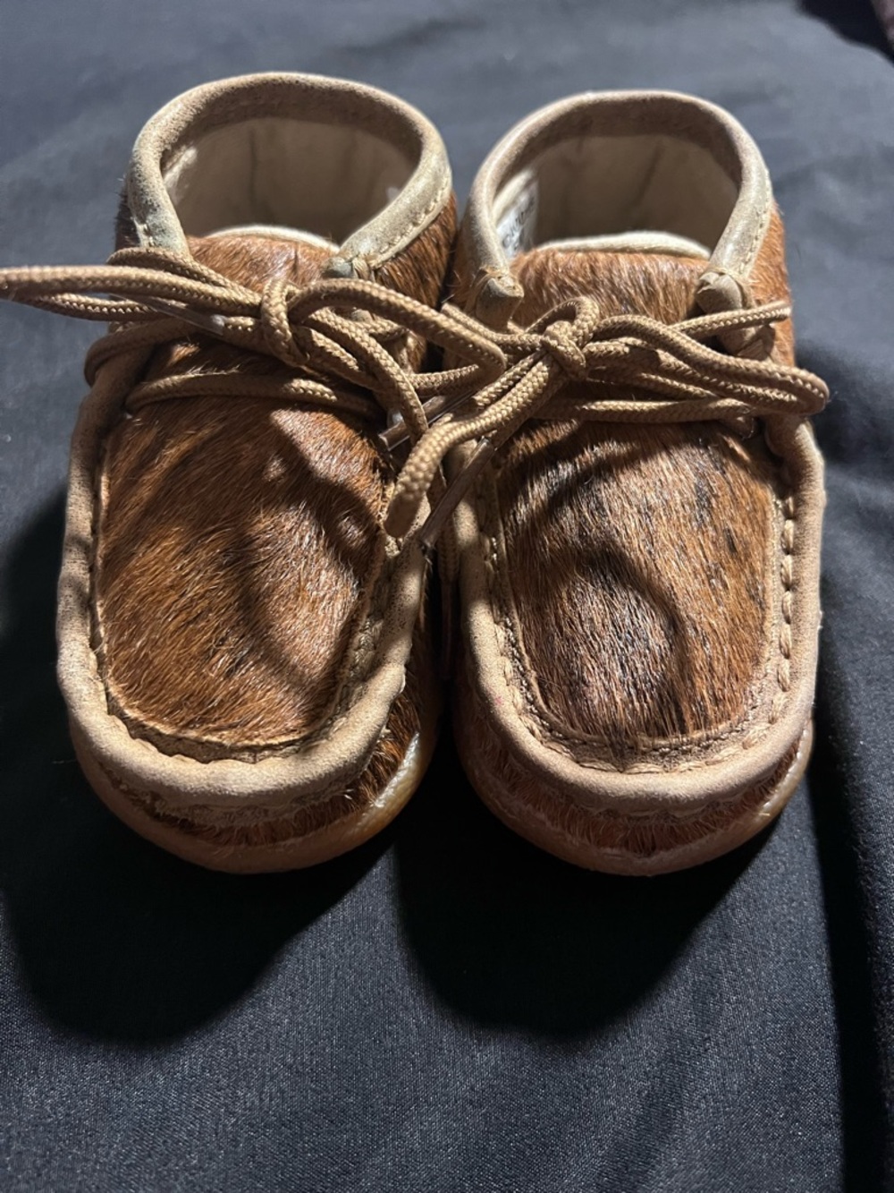 Twisted X brindle hair-on cowhide toddler baby moc boot brown cowboy